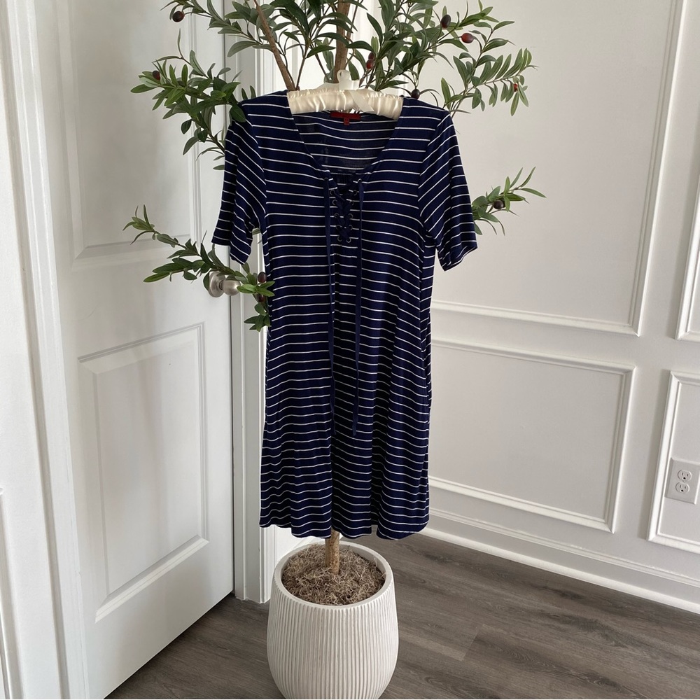 Navy & White Striped Dress